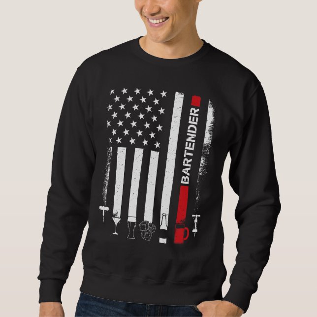 Sweatshirt American Flag With Bartender  For Women Men (Devant)
