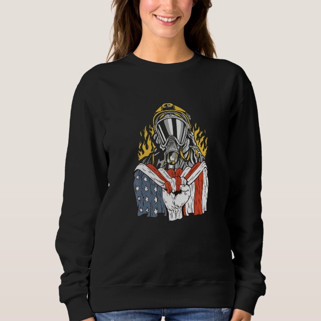Sweatshirt American Flag with Firefighter Premium (Devant)