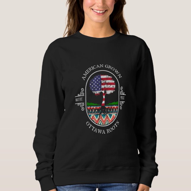 Sweatshirt American Grosses with Ottawa Tribe Roots Native In (Devant)
