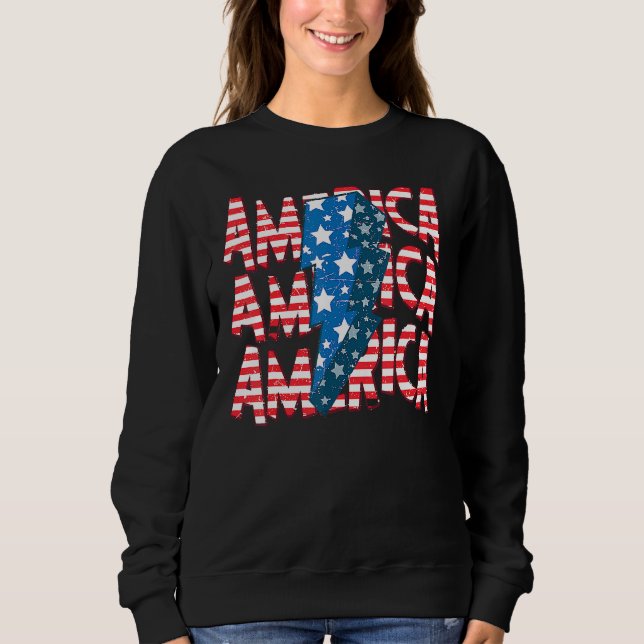 Sweatshirt American Lightning Bolt USA Flag 4th Of July Indep (Devant)