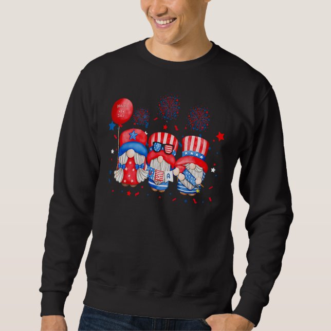 Sweatshirt American Patriotic Gnomes USA Independence Day 4th (Devant)