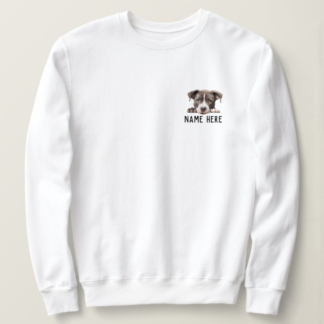 Sweatshirt American Pit Bull Peeking Personnalisé (Design devant)