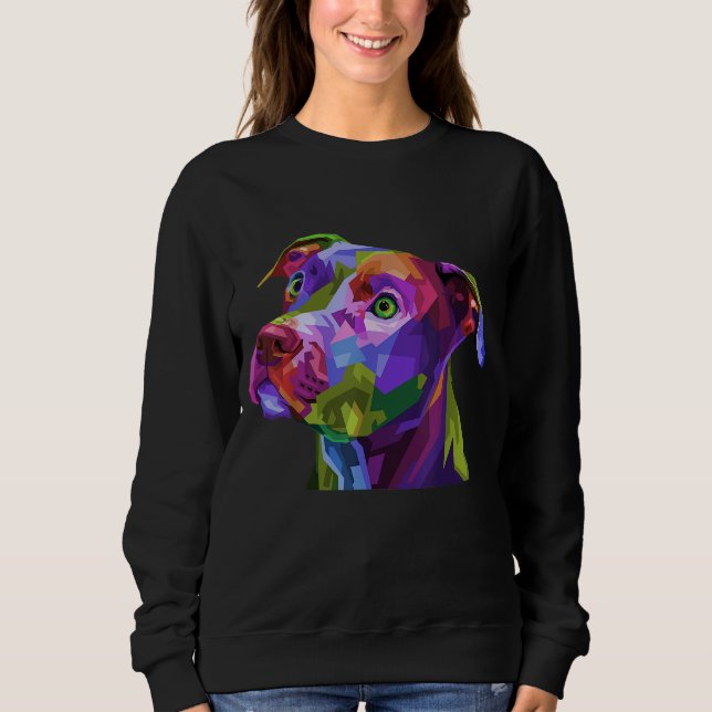 Sweatshirt American Pitbull Terrier Pop Portrait d'art pour c (Devant)
