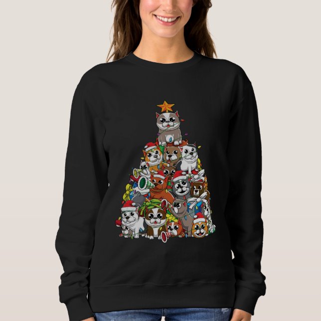 Sweatshirt American pits bully dog breed Christmas Tree  Xmas (Devant)