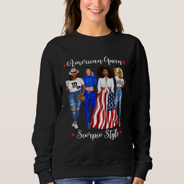 Sweatshirt American Scorpio Style Queen November October Blac (Devant)
