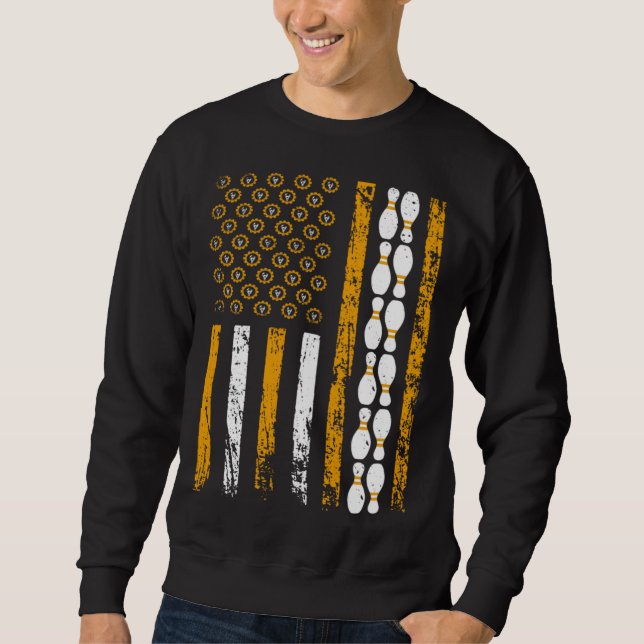 Sweatshirt American Sports Flag Construction Tools Bowling Pi (Devant)