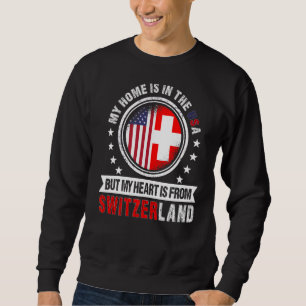 Sweatshirt American Swiss Flag Heart de Suisse Amérique