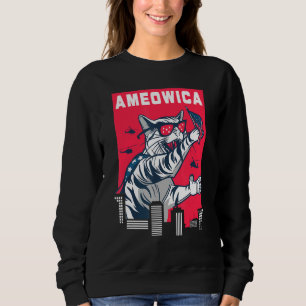 Sweatshirt Amérique Quatrième Juillet Patriotique Chat Indépe