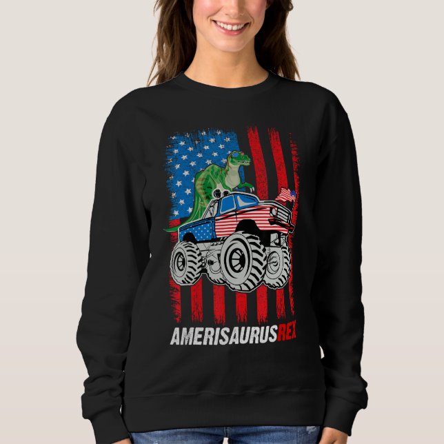 Sweatshirt Amerisaurus Rex 4th Of July Boys Girls Us Flag Fun (Devant)