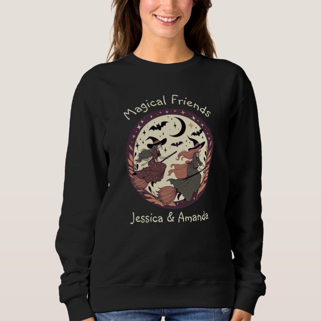 Sweatshirt Amis magiques - Scène de la lune d'Halloween (Devant)
