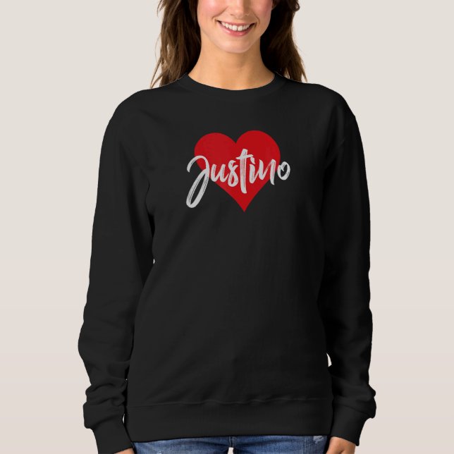 Sweatshirt Amo A Justino Primer Nombre Yo Corazón (Devant)