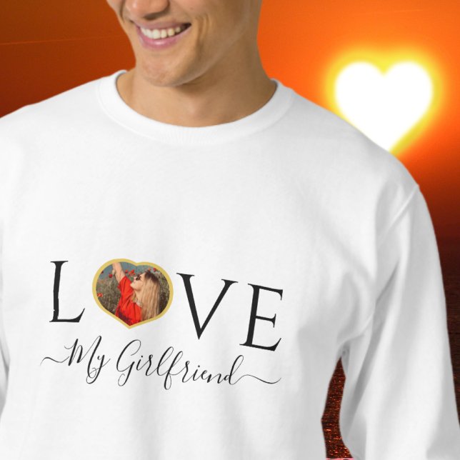 Sweatshirt Amour moderne ma petite amie Faux or coeur photo (Créateur téléchargé)