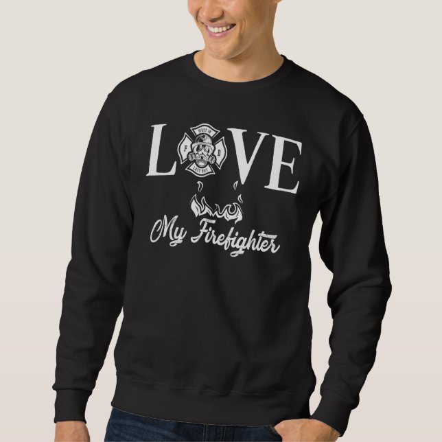 Sweatshirt Amour Mon Pompier Pompier Femme Femme Fille Amie C (Devant)