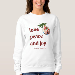 Sweatshirt Amour Paix Joie Photo Noël Dames Rouge Bourgogne