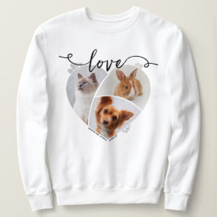 Sweatshirt Amour, Personnalisé En Forme De Coeur 3 Animaux De