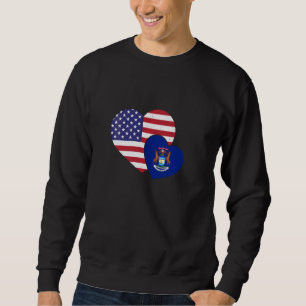 Sweatshirt Amour Usa & Michigan Drapeau local Coeur Fier Amer