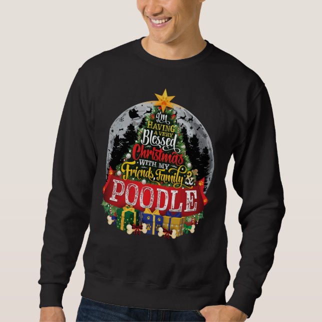 Sweatshirt Amoureux de les chiens de caniche Noël Épinette Ar (Devant)