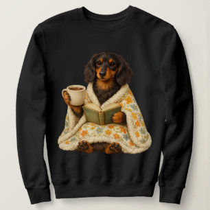 Sweatshirt Amoureux de livres de café Teckel — Teckel de lect