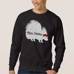 Sweatshirt Amoureux des animaux Porcupine Noël Chapeau de Noë