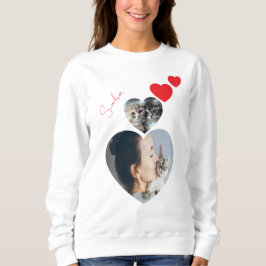 Sweatshirt Amoureux des chats personnalisé - Coeur