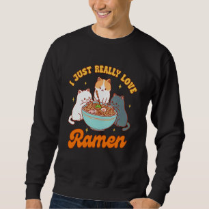 Sweatshirt Amoureux des chats Ramen Noodle Japonais J'aime vr