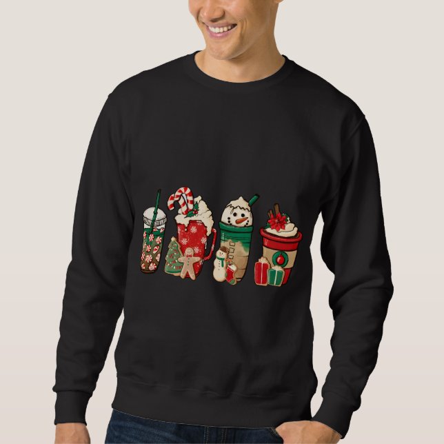 Sweatshirt Amusant café de Noël Cute Snowman Latte Xm (Devant)