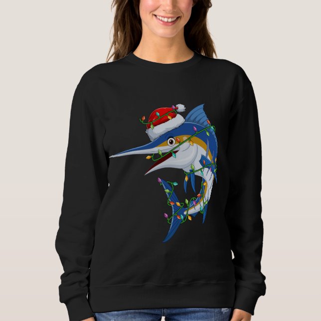Sweatshirt Amusant Poisson Marlin Xmas Santa Hat Marlin Chri (Devant)