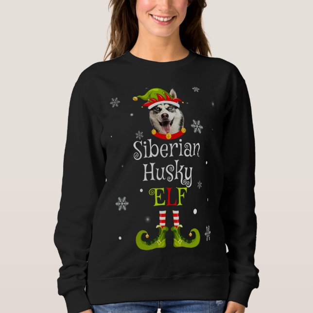 Sweatshirt Amusant Sibérien Husky Elf Noël animal chien chiot (Devant)