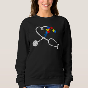 Sweatshirt Amusante infirmière Autisme Puzzle Stethoscope Coe