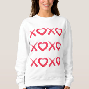 Sweatshirt Amusants rouges en détresse XOXO bisous d'amour