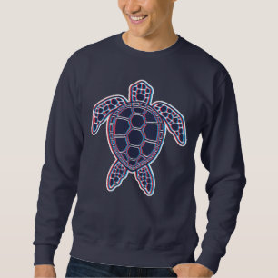 Sweatshirt Anaglyphe Rouge Et Bleu 3D Effet Glitch Tortue de 