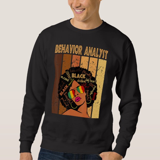 Sweatshirt Analyste de comportement Afro afro-américain Noir  (Devant)