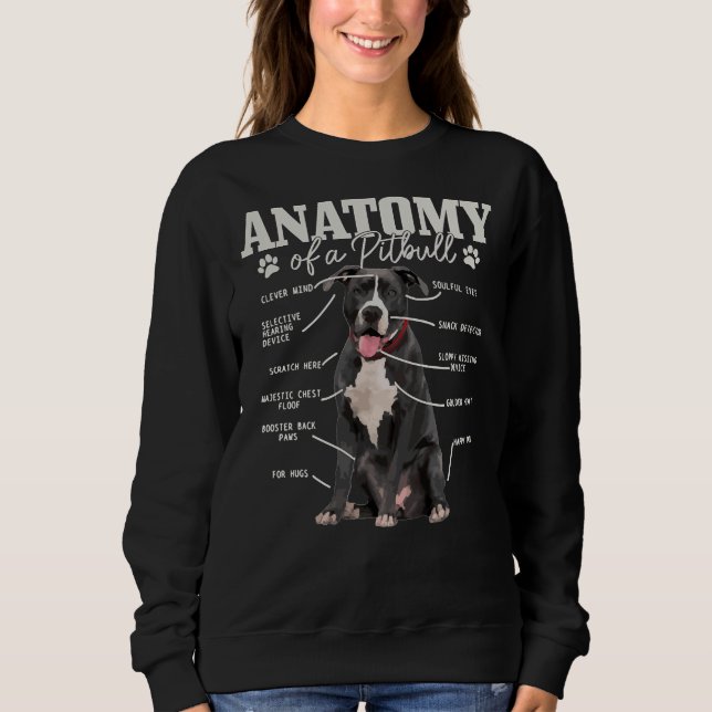 Sweatshirt Anatomie D'Un Pitbull Chien Drôle Mignonne Pitbull (Devant)