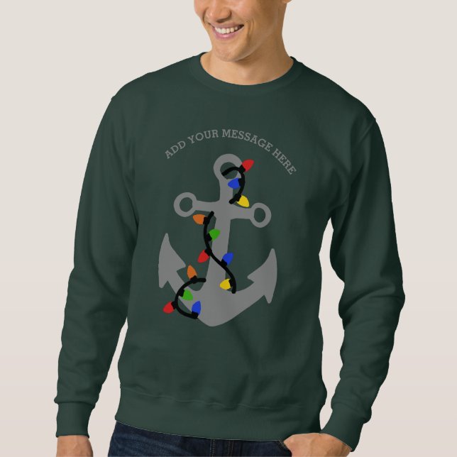 Sweatshirt Ancre avec lumières de Noël Nautique (Devant)
