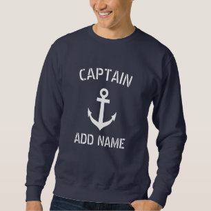 Sweatshirt Ancre nautique faite sur commande de bleu marine