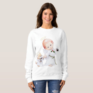 Sweatshirt Ange mignon et chat de bébé de Noël