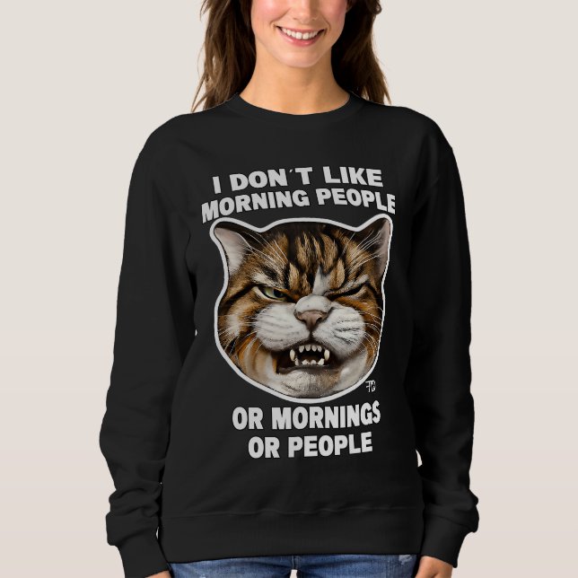 Sweatshirt Angry cute Cat With Bad Mood And Mug says no   12 (Devant)