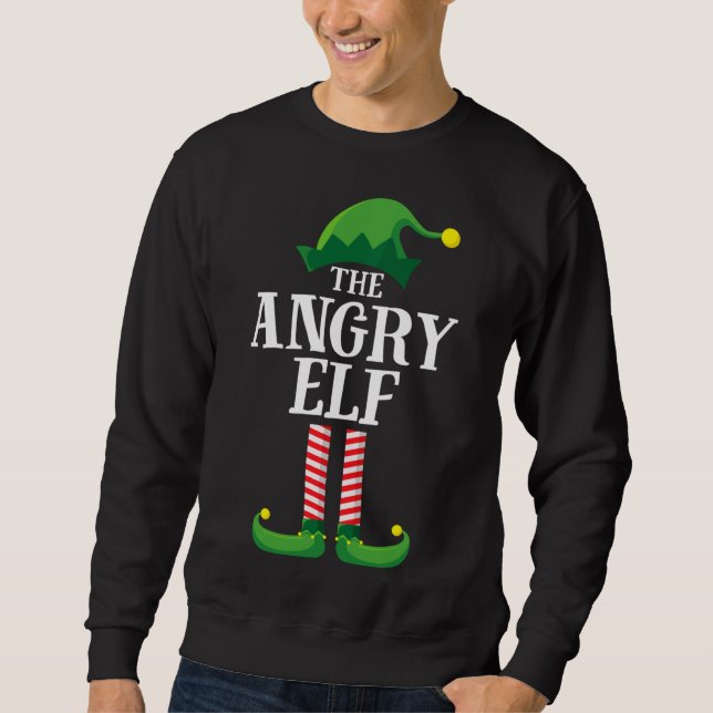Sweatshirt Angry Elf Correspondant Famille Noël (Devant)