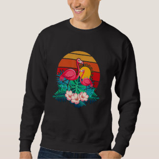 Sweatshirt Animal de zoo tropical été lever de soleil flamant