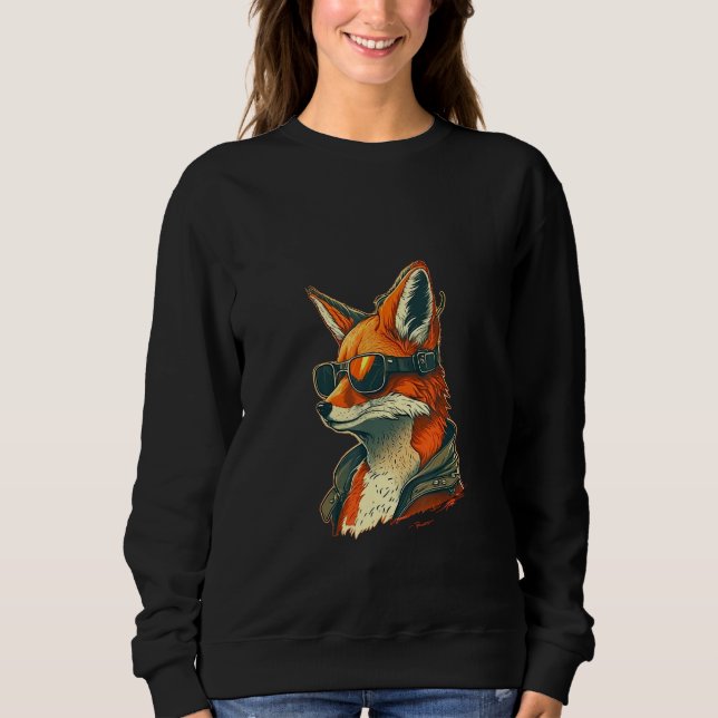 Sweatshirt Animals Graphic  Fox Wearing Sunglasses 5 (Devant)