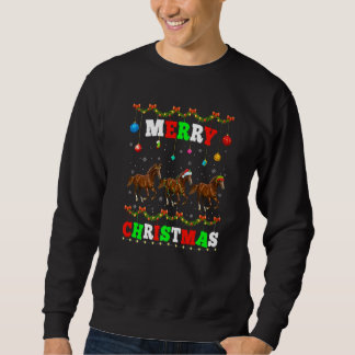 Sweatshirt Animaux Lumières Joyeux Noël Père Noël Horse