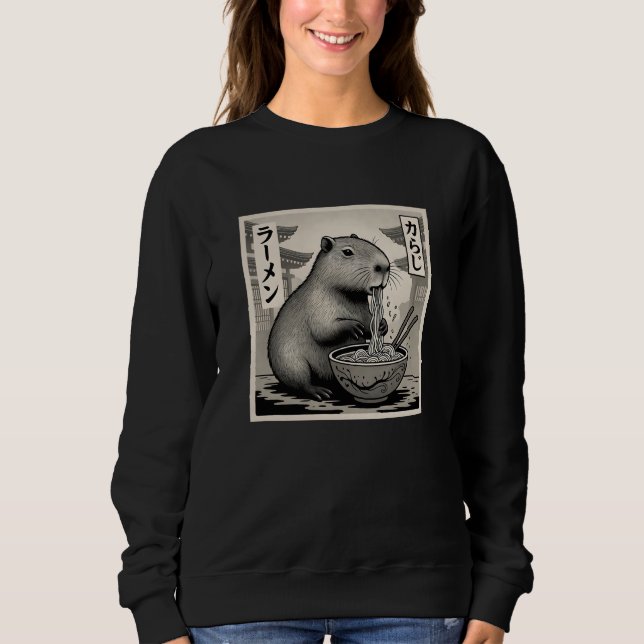 Sweatshirt Anime Capybara Eating Ramen Japanese Cute & Funny  (Devant)