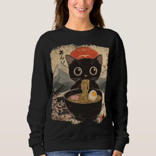 Sweatshirt Anime Chat Manger Ramen Style Japonais Anime Aimer