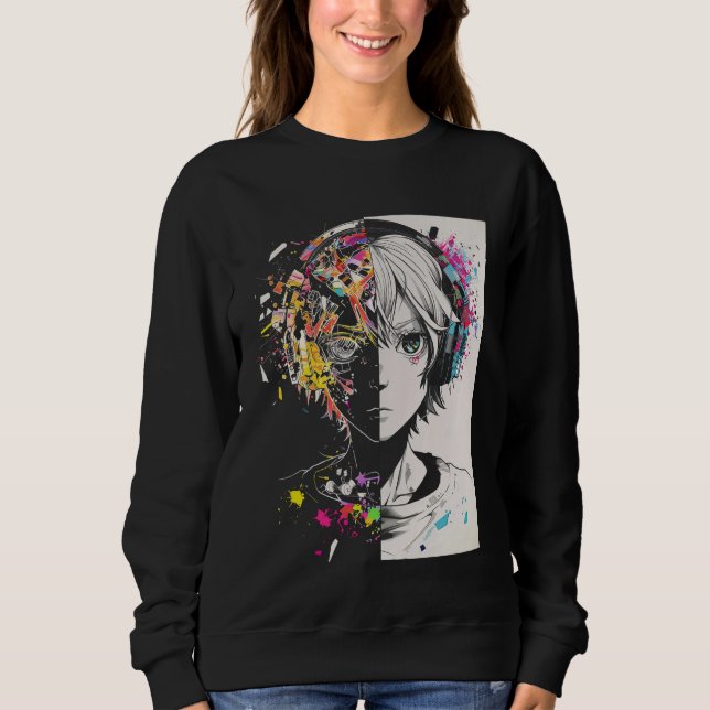 Sweatshirt Anime Manga Motif Headphone Artwork Anime (Devant)