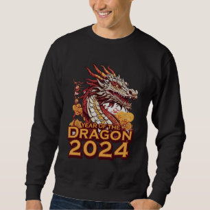 Sweatshirt Année du dragon noir masculin 2024