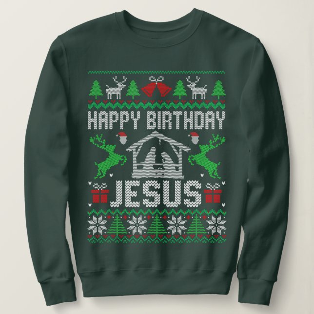 Sweatshirt Anniversaire Garçon Jésus Drôle mauvais Noël (Design devant)