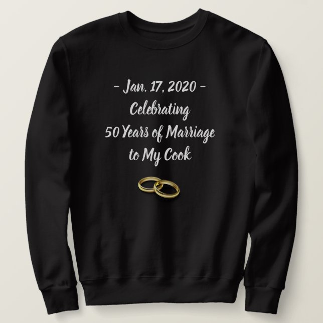 Sweatshirt Anniversaire Mariage drôle Hommes sur mesure Noir (Design devant)