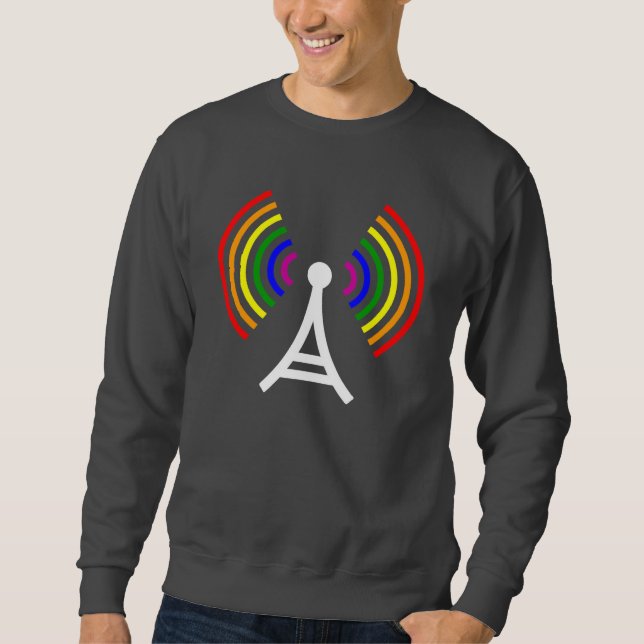 Sweatshirt Antenne gaie de signal d'arc-en-ciel de WiFi (Devant)