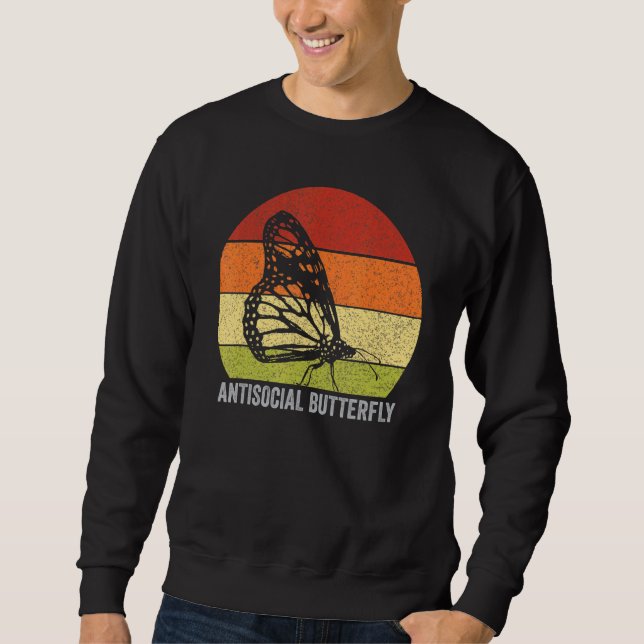 Sweatshirt Antisocial Butterfly Retro Présentceaux Distressés (Devant)