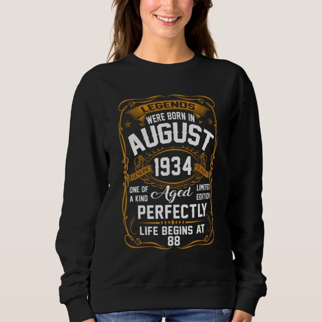Sweatshirt Août 1934 88e anniversaire 88 ans Femmes de 88 ans (Devant)